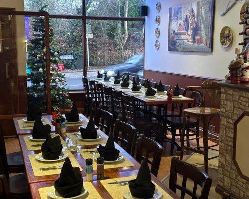 Lebanese Village restaurant dining room prepared for Christmas parties and festive holiday bookings